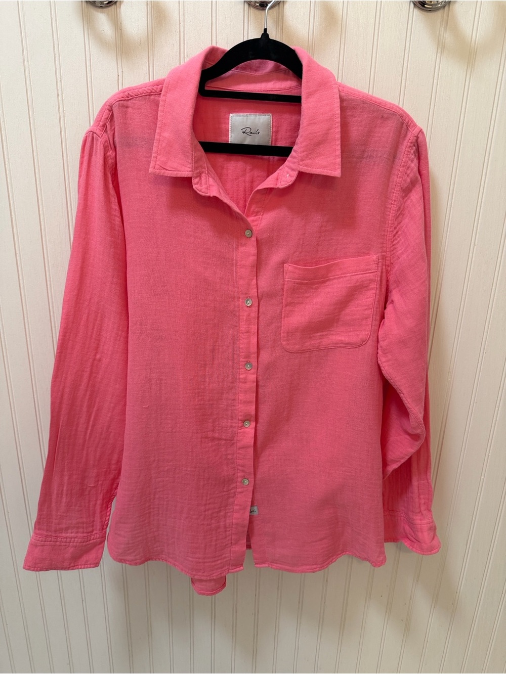 Rails Bright Pink Button-Down Cotton Shirt